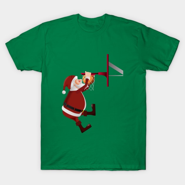 Santa Plays Basketball-Champion Gift T-Shirt by MaryMas